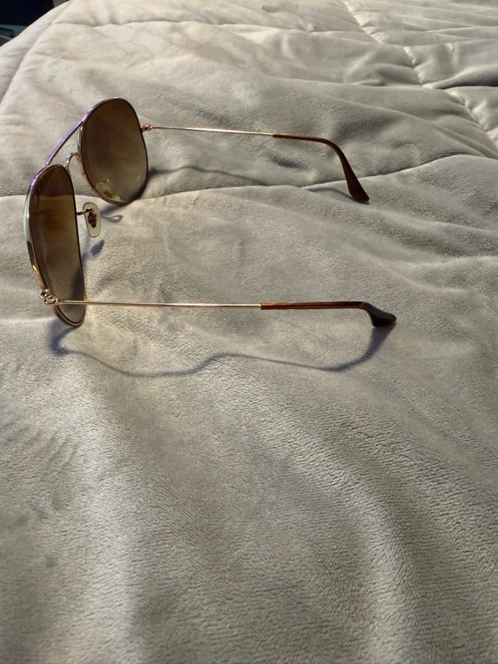 Ray-Ban Gold Frame Aviator Sunglasses with Brown Lenses - Picture 2 of 6